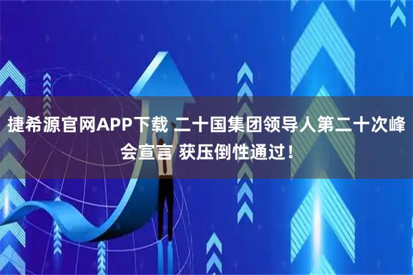 捷希源官网APP下载 二十国集团领导人第二十次峰会宣言 获压倒性通过！