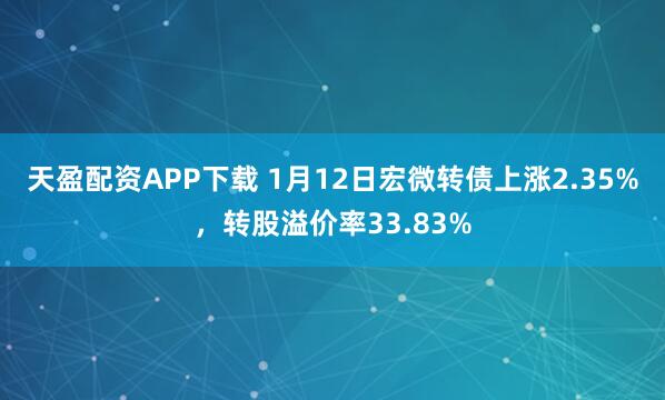 天盈配资APP下载 1月12日宏微转债上涨2.35%，转股溢价率33.83%
